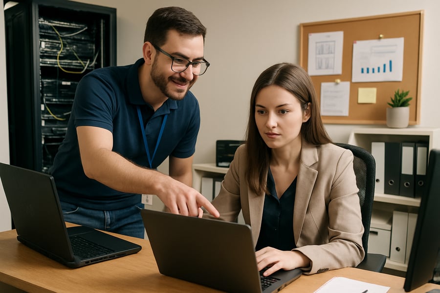 IT technician providing support to a small business office